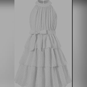 Elegant White Ruffled Tiered Kids Dress